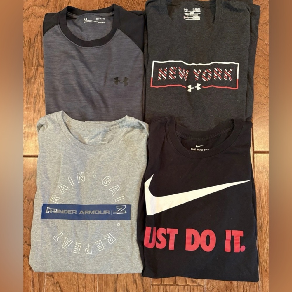 Nike Under Armour  Lot Of 4 Dri Fit Athletic T Shirts Size XL